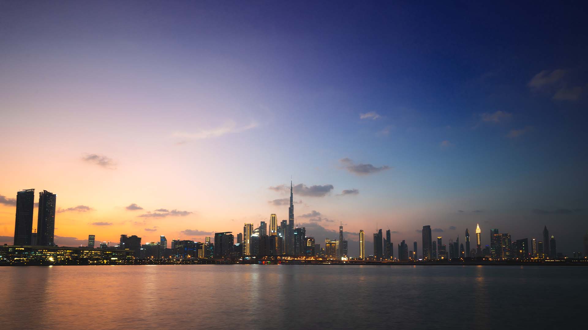 Dubai skyline at dusk